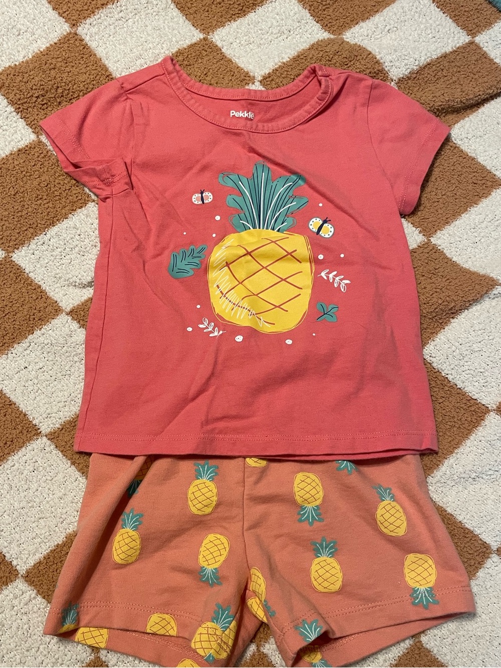 Girls' Pink Pineapple Short Set